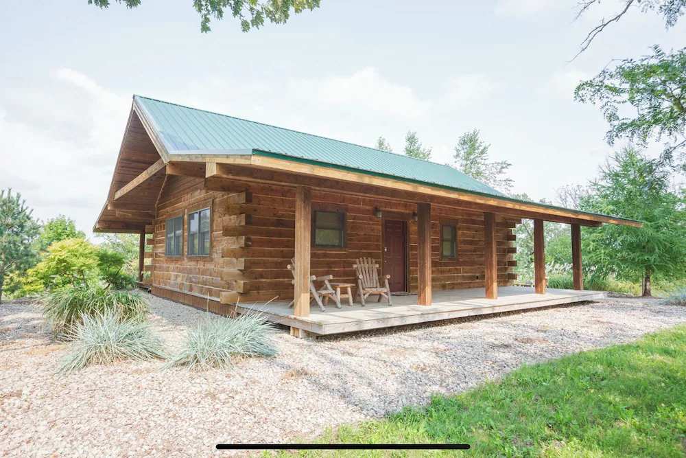 Secluded log cabin at the end of a quiet dead end lane