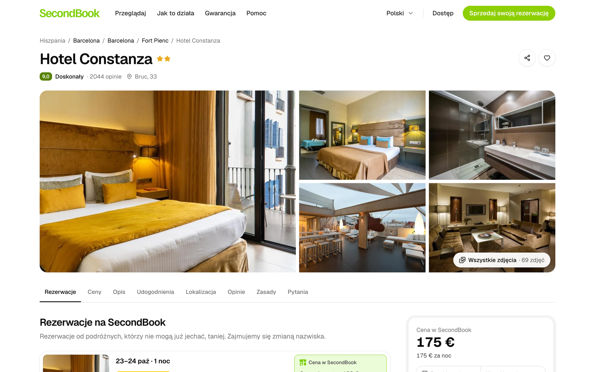 Strona hotelu w SecondBook: zdjęcia, ocena gości i rezerwacje tego hotelu na sprzedaż wraz z ceną.
